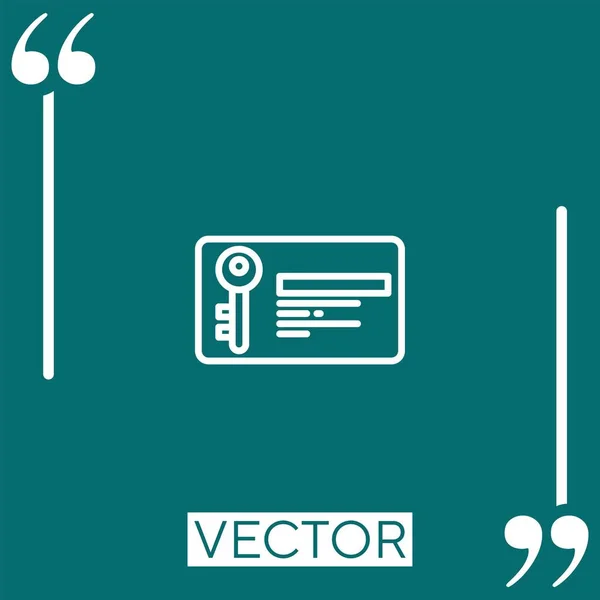 Schlüsselkarte Vektorsymbol Lineares Symbol Editierbare Strichlinie — Stockvektor