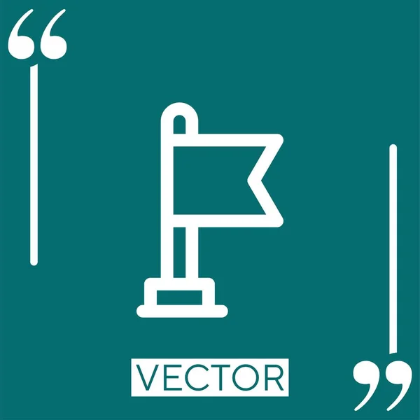 Flag Vector Icon Icono Lineal Línea Acariciada Editable — Vector de stock