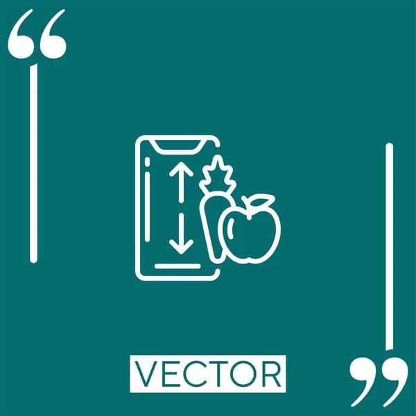 Lebensmittel App Vektorsymbol Lineares Symbol Editierbare Strichlinie — Stockvektor