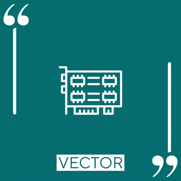 Carte Vidéo Icône Vectorielle Icône Linéaire Ligne Course Modifiable — Image vectorielle