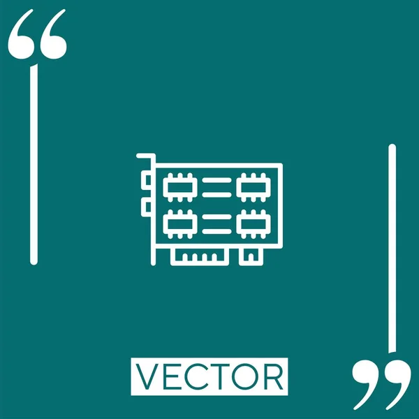 Ícone Vetor Placa Vídeo Ícone Linear Linha Curso Editável — Vetor de Stock