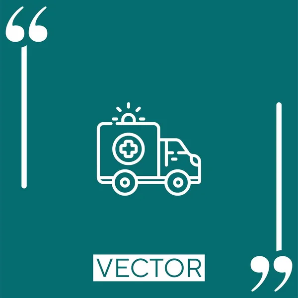 Rettungswagen Vektor Symbol Lineares Symbol Bearbeitbare Strichlinie — Stockvektor
