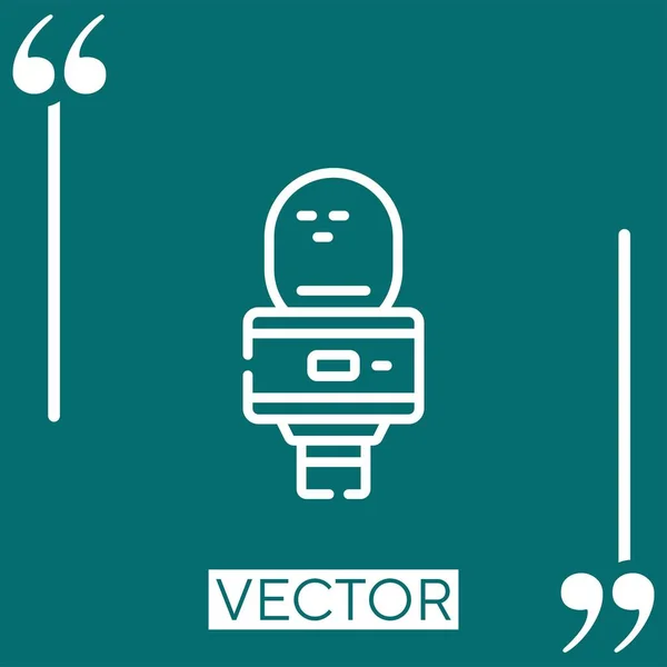 Icono Del Vector Del Micrófono Icono Lineal Línea Acariciada Editable — Vector de stock