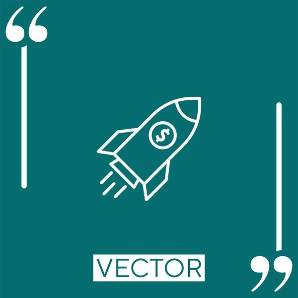 Ícone Vetor Foguete Ícone Linear Linha Encadeada Editável — Vetor de Stock