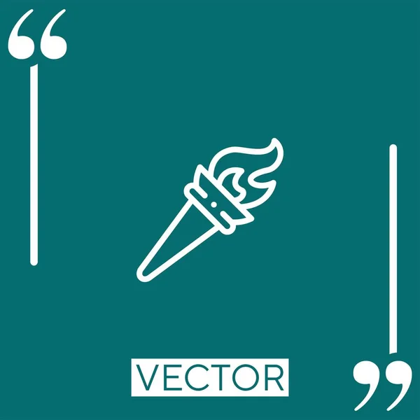 Ícone Vetor Tocha Ícone Linear Linha Encadeada Editável — Vetor de Stock