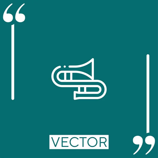 Trombón Icono Vector Icono Lineal Línea Acariciada Editable — Vector de stock