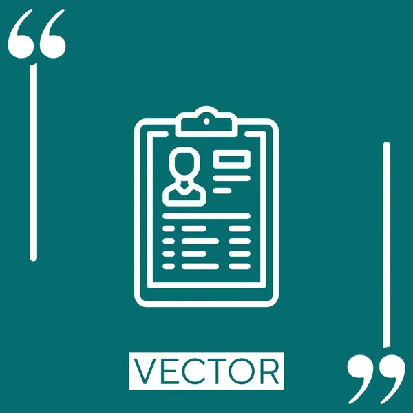 Curriculum Vector Icoon Lineair Icoon Aanpasbare Streepjeslijn — Stockvector