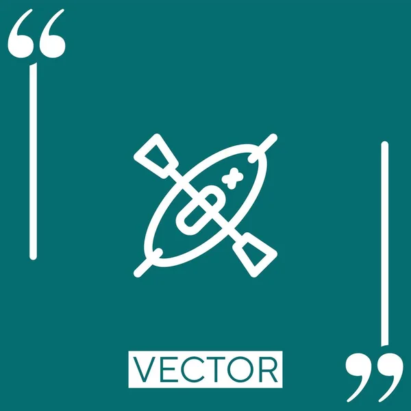 Ícone Vetor Caiaque Ícone Linear Linha Encadeada Editável — Vetor de Stock