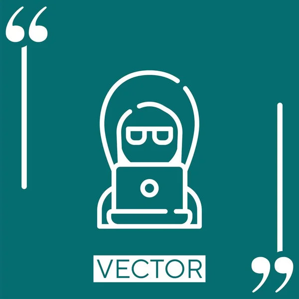 Иконка Хакера Вектора Редактируемая Линия — стоковый вектор