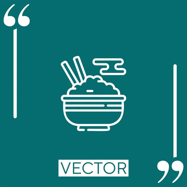 Ícone Vetor Tigela Arroz Ícone Linear Linha Encadeada Editável — Vetor de Stock