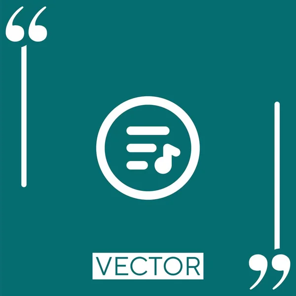 Ikona Vektoru Seznamu Skladeb Lineární Ikona Upravitelná Čára — Stockový vektor