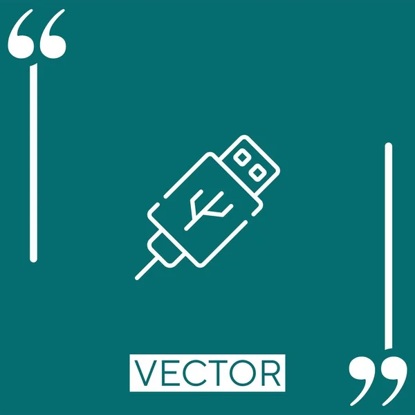 Usb Vector Icono Icono Lineal Línea Acariciada Editable — Vector de stock