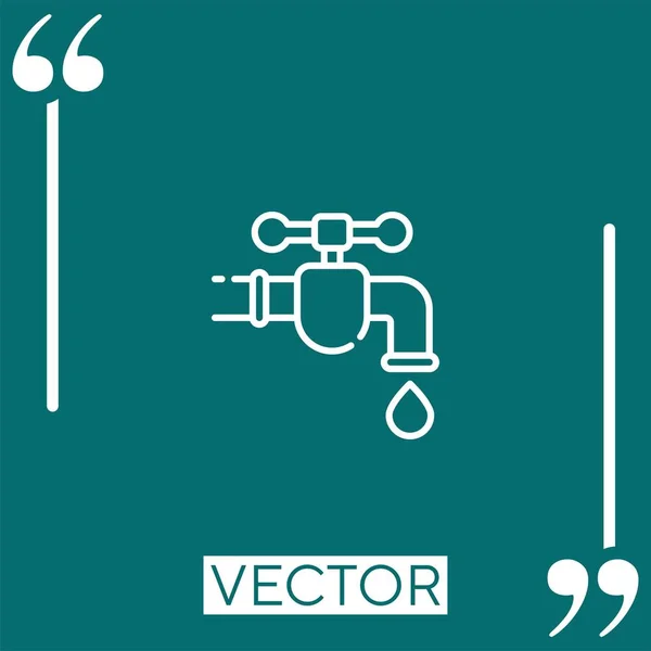 Ícone Vetor Torneira Água Ícone Linear Linha Encadeada Editável — Vetor de Stock