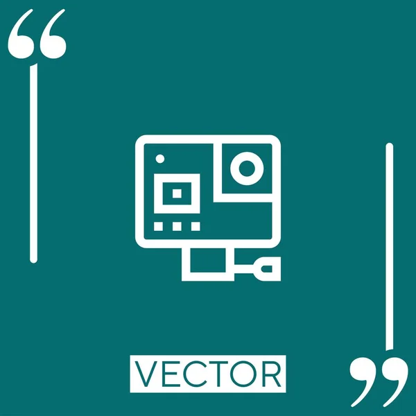 Acción Icono Cámara Vector Icono Lineal Línea Acariciada Editable — Vector de stock