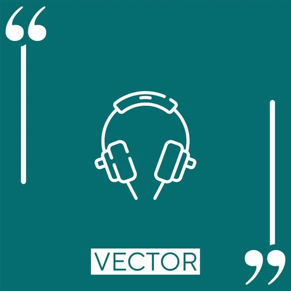 Icono Del Vector Auriculares Icono Lineal Línea Acariciada Editable — Vector de stock