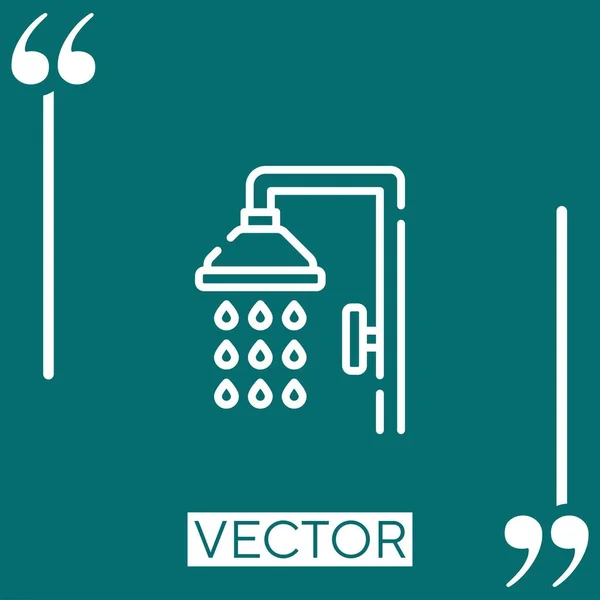 Icono Vector Ducha Icono Lineal Línea Carrera Editable — Vector de stock