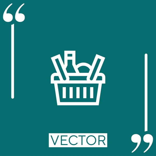 Basket Vector Icon Icono Lineal Línea Acariciada Editable — Vector de stock