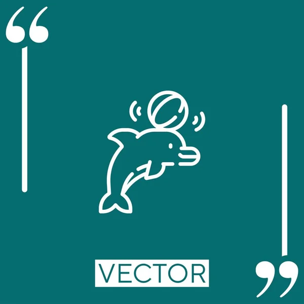 Delphin Vektor Symbol Lineares Symbol Bearbeitbare Strichlinie — Stockvektor