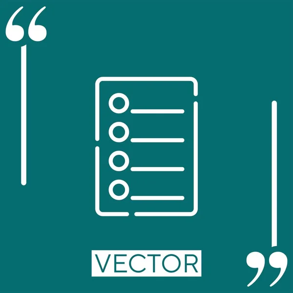 Ícone Vetor Notas Ícone Linear Linha Encadeada Editável — Vetor de Stock