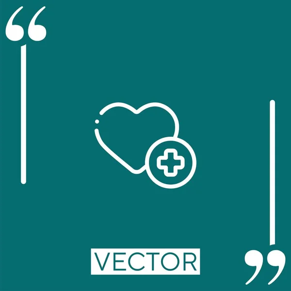 Herzschlag Vektorsymbol Lineares Symbol Bearbeitbare Strichlinie — Stockvektor