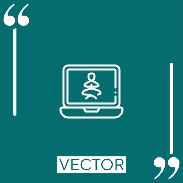 Laptop Vektorsymbol Lineares Symbol Bearbeitbare Strichlinie — Stockvektor