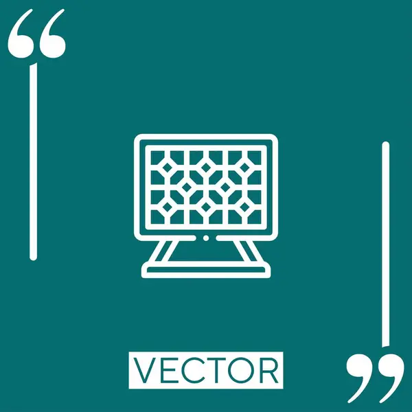 Solarzellen Vektorsymbol Lineares Symbol Bearbeitbare Strichlinie — Stockvektor