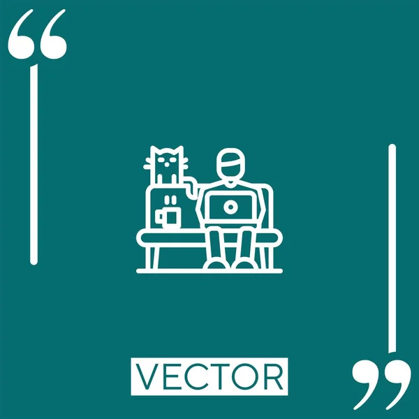 Trabajar Desde Icono Vector Hogar Icono Lineal Línea Acariciada Editable — Vector de stock