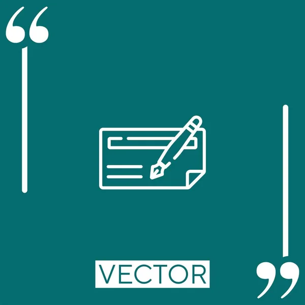 Cheque Vector Icon Linear Icon Editable Stroked Line — Stock Vector