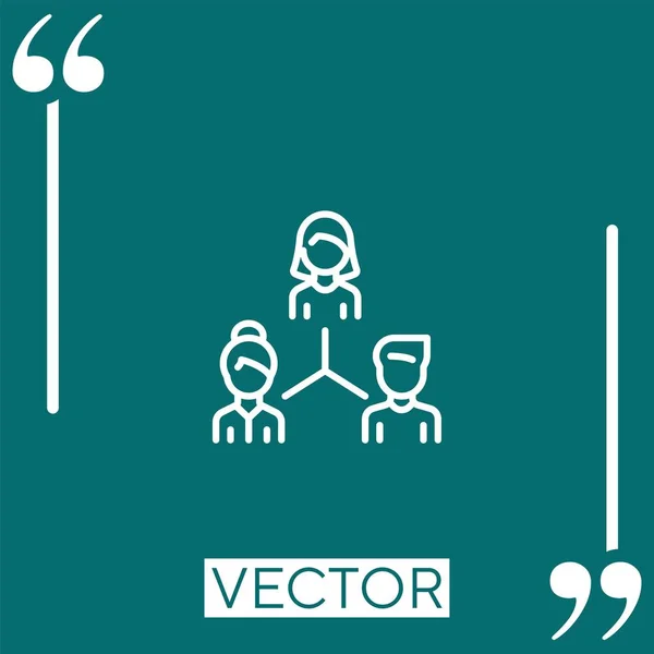 Teamwork Vector Icon Ícone Linear Linha Encadeada Editável — Vetor de Stock