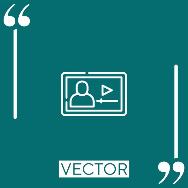 Video Tutorial Vektorsymbol Lineares Symbol Editierbare Strichlinie — Stockvektor