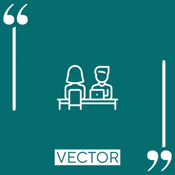 Entrevista Vector Icono Icono Lineal Línea Acariciada Editable — Vector de stock