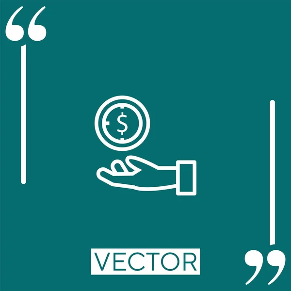 Coin Vector Icon Icono Lineal Línea Acariciada Editable — Vector de stock