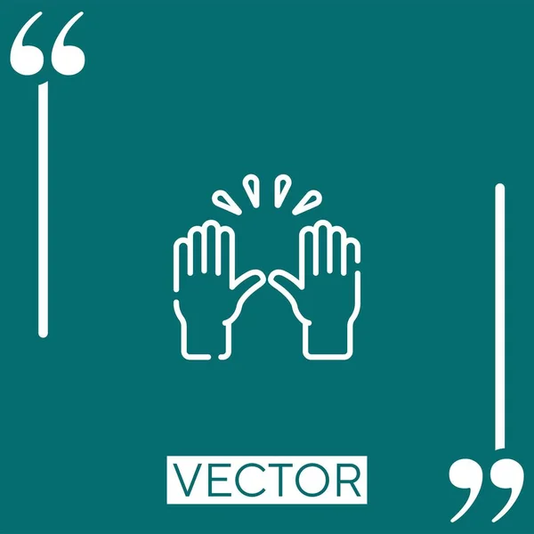 Heben Hand Vektor Symbol Lineares Symbol Editierbare Strichlinie — Stockvektor