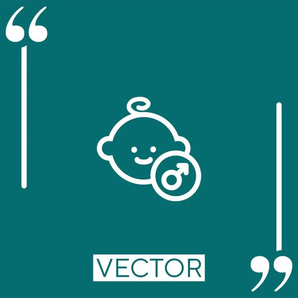 Bebé Icono Vector Facial Masculino Icono Lineal Línea Carrera Editable — Vector de stock