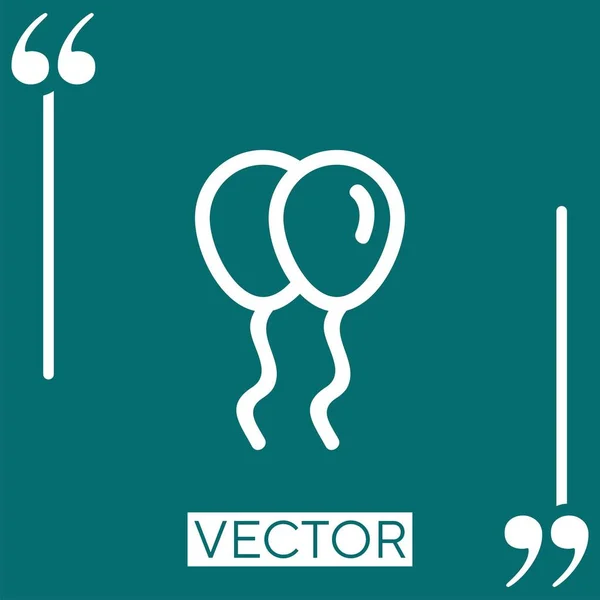 Ballons Paaren Vektorsymbol Lineares Symbol Bearbeitbare Strichlinie — Stockvektor