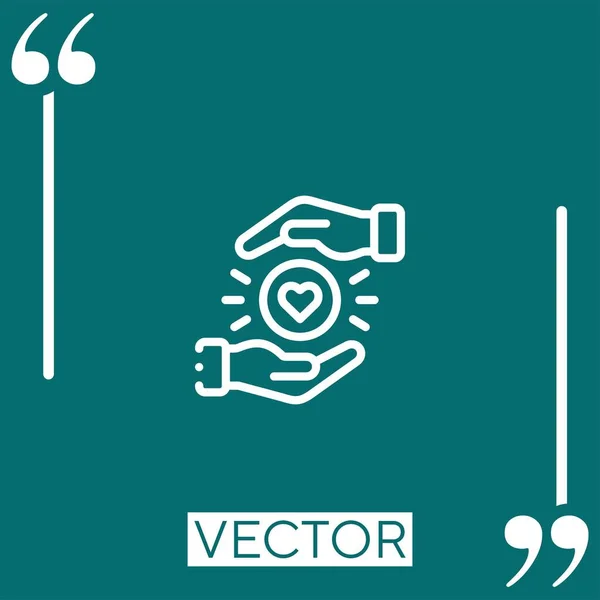 Icono Del Vector Caridad Icono Lineal Línea Acariciada Editable — Vector de stock