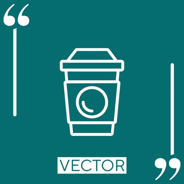 Copo Café Ícone Vetor Ícone Linear Linha Curso Editável — Vetor de Stock