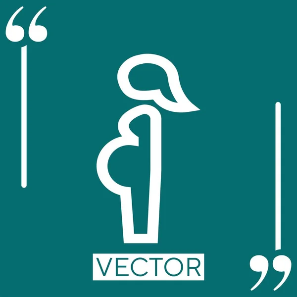 Mujer Embarazada Bosquejado Vista Lateral Icono Del Vector Icono Lineal — Vector de stock