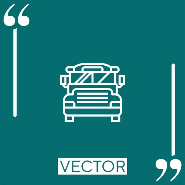 Bus Escolar Vector Icono Icono Lineal Línea Carrera Editable — Vector de stock