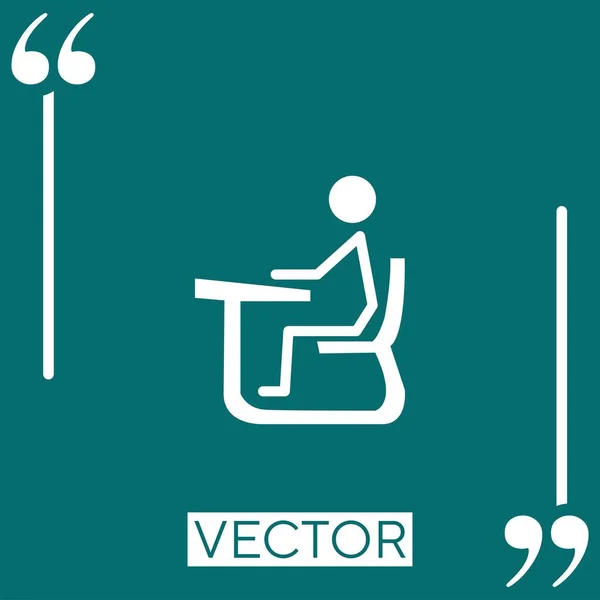 Estudiante Palo Hombre Sentado Una Silla Clase Icono Vector Escritorio — Archivo Imágenes Vectoriales