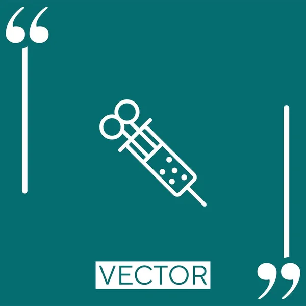 Icono Del Vector Jeringa Icono Lineal Línea Carrera Editable — Vector de stock