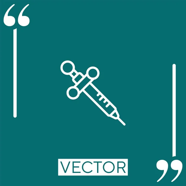 Icono Del Vector Jeringa Icono Lineal Línea Carrera Editable — Vector de stock