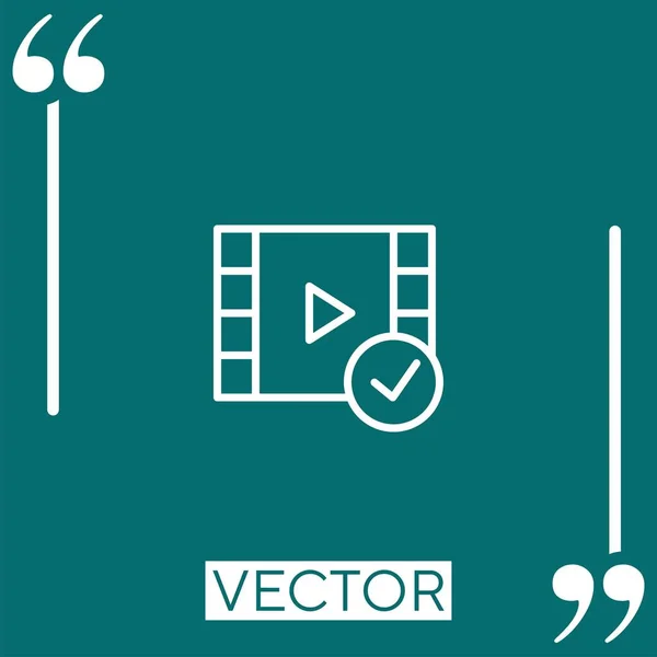 Icono Del Vector Del Reproductor Vídeo Icono Lineal Línea Carrera — Vector de stock
