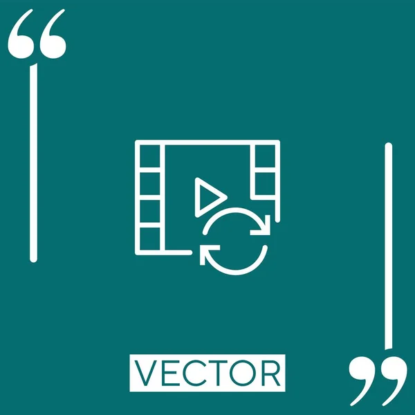 Icono Del Vector Del Reproductor Vídeo Icono Lineal Línea Carrera — Vector de stock
