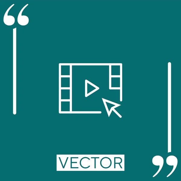 Icono Del Vector Del Reproductor Vídeo Icono Lineal Línea Carrera — Archivo Imágenes Vectoriales