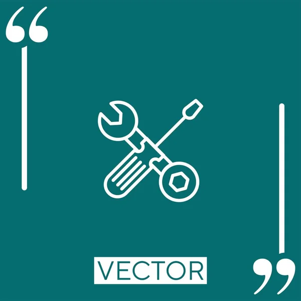 Гаечный Ключ Болт Инструмент Отвертка Контур Значок Вектора Линейная Иконка — стоковый вектор