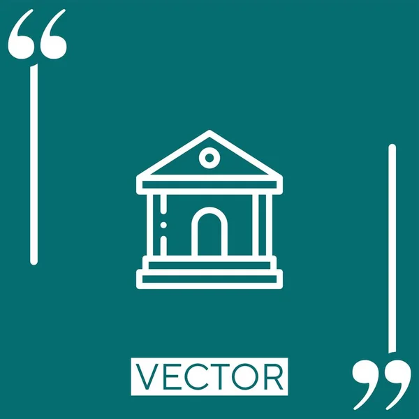 Ícone Vetor Banco Ícone Linear Linha Curso Editável — Vetor de Stock