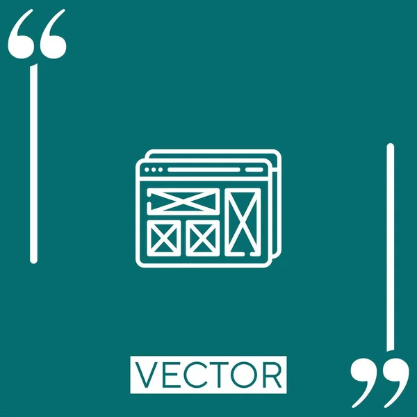 Browser Vektor Symbol Lineares Symbol Editierbare Strichlinie — Stockvektor
