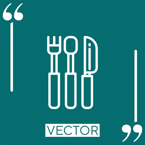 Besteck Vektor Symbol Lineares Symbol Editierbare Strichlinie — Stockvektor