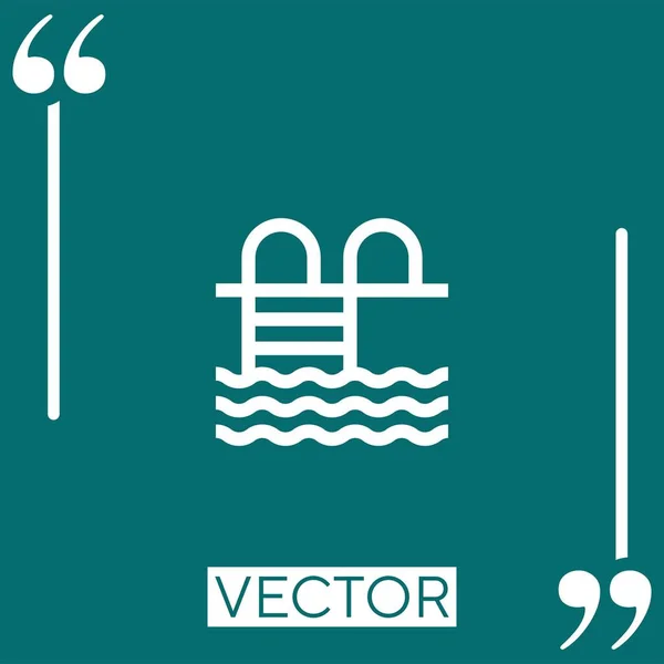 Ícone Vetor Piscina Ícone Linear Linha Encadeada Editável — Vetor de Stock